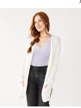 SO White Open-Front Chunky Knit Boyfriend Cardigan